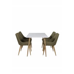 Polar Dining Table - 120*75*H75 - White / Oak, Plaza Dining Chair - Green / Oak_4