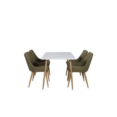 Polar Dining Table - 120*75*H75 - White / Oak, Plaza Dining Chair - Green / Oak_4