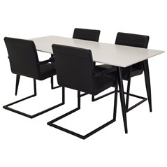 Polar Dining Table - 180*90*H75 - White / Black, Art Armchair - Black / Black_4