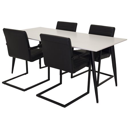 Polar Dining Table - 180*90*H75 - White / Black, Art Armchair - Black / Black_4