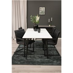 Polar Dining Table - 180*90*H75 - White / Black, Art Armchair - Black / Black_4