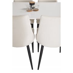 Polar Dining Table - 120*75*H75 - White / Black, Leone Dining Chair - Beige / Black_4