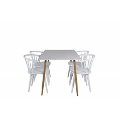 Polar Dining Table - 120*75*H75 - White / Oak, Bullerbyn Windsor Dining Chair - White_4