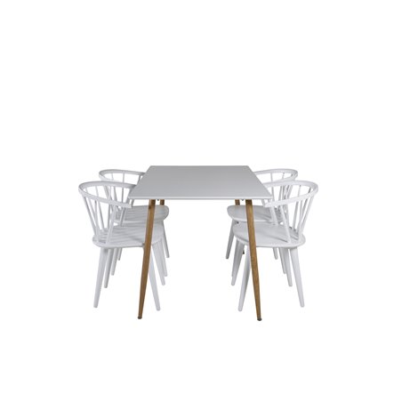 Polar Dining Table - 120*75*H75 - White / Oak, Bullerbyn Windsor Dining Chair - White_4