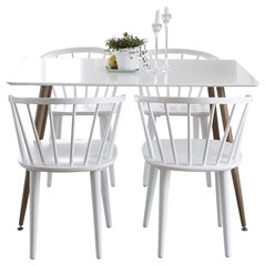 Polar Dining Table - 120*75*H75 - White / Oak, Bullerbyn Windsor Dining Chair - White_4