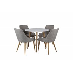 Polar Dining Table ø 90cm - White / Oak, Plaza Dining Chair - Light Grey / Oak_4