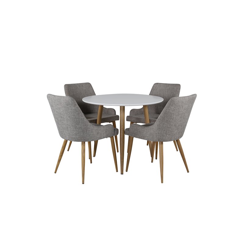 Polar Dining Table ø 90cm - White / Oak, Plaza Dining Chair - Light Grey / Oak_4