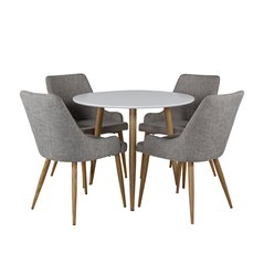 Polar Dining Table ø 90cm - White / Oak, Plaza Dining Chair - Light Grey / Oak_4