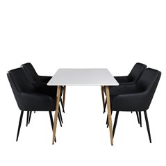 Polar Dining Table - 120*75*H75 - White / Oak, Comfort Dining Chair - Black / Black_4