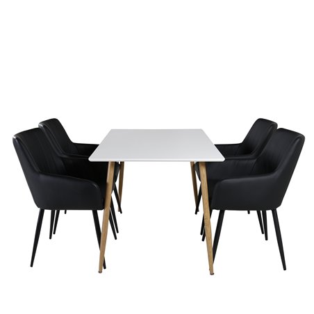 Polar Dining Table - 120*75*H75 - White / Oak, Comfort Dining Chair - Black / Black_4