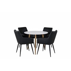 Polar Dining Table ø 90cm - White / Oak, Comfort Dining Chair - Black / Black_4