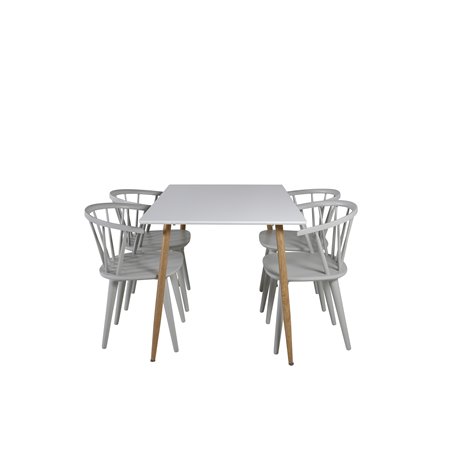 Polar Dining Table - 120*75*H75 - White / Oak, Bullerbyn Windsor Dining Chair - Grey_4