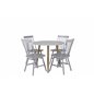 Polar Dining Table ø 90cm - White / Oak, Lönneberga Windsor Chair - Light Grey_4