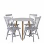 Polar Dining Table ø 90cm - White / Oak, Lönneberga Windsor Chair - Light Grey_4