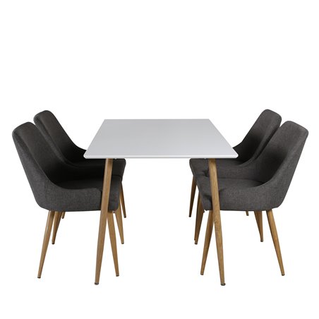 Polar Dining Table - 120*75*H75 - White / Oak, Plaza Dining Chair - Dark Grey / Oak_4