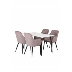 Polar Dining Table - 120*75*H75 - White / Black, Comfort Dining Chair - Pink / Black_4