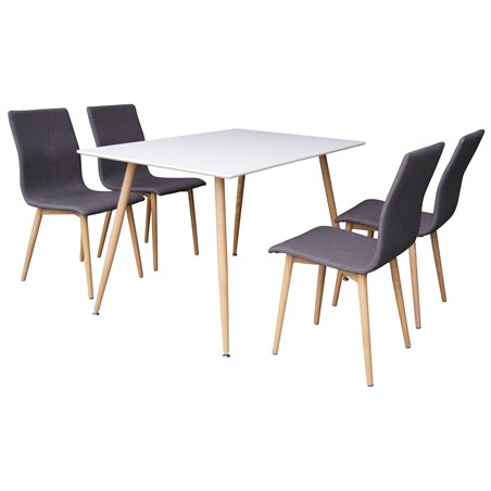 Polar Dining Table - 120*75*H75 - White / Oak, Windu Dining Chair - Grey / Oak_4