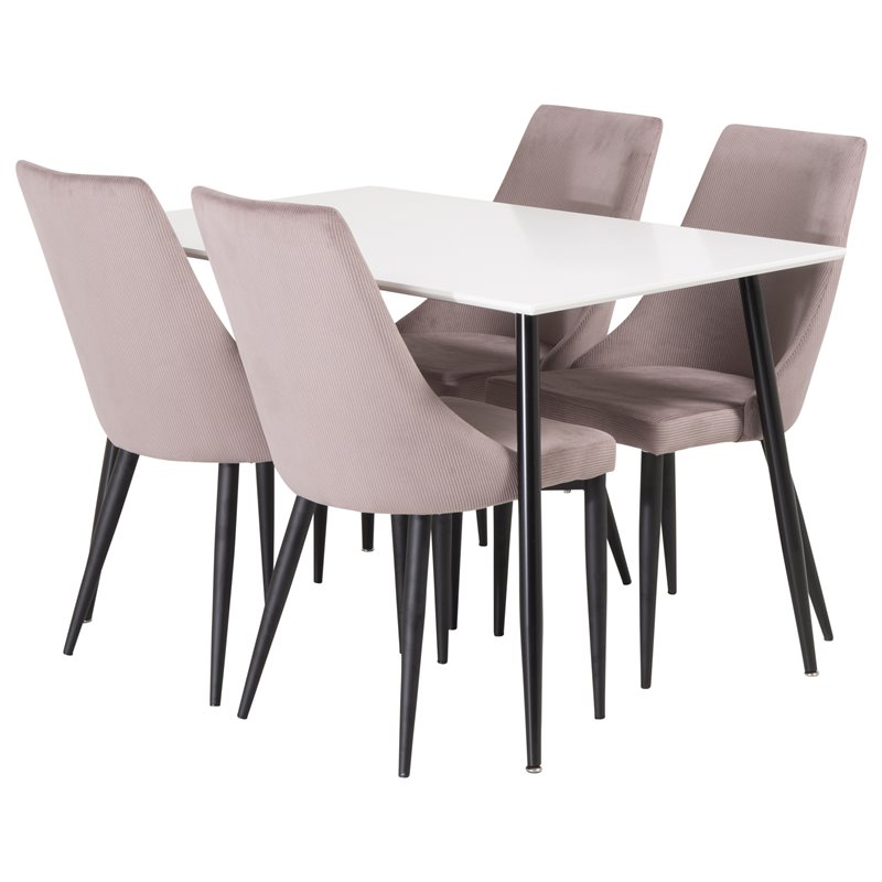 Polar Dining Table - 120*75*H75 - White / Black, Leone Dining Chair - Pink / Black_4