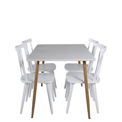 Polar Dining Table - 120*75*H75 - White / Oak, Mariannelund Windsor Chair - White_4