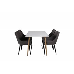 Polar Dining Table - 120*75*H75 - White / Oak, Plaza Dining Chair - Dark Grey / Black_4