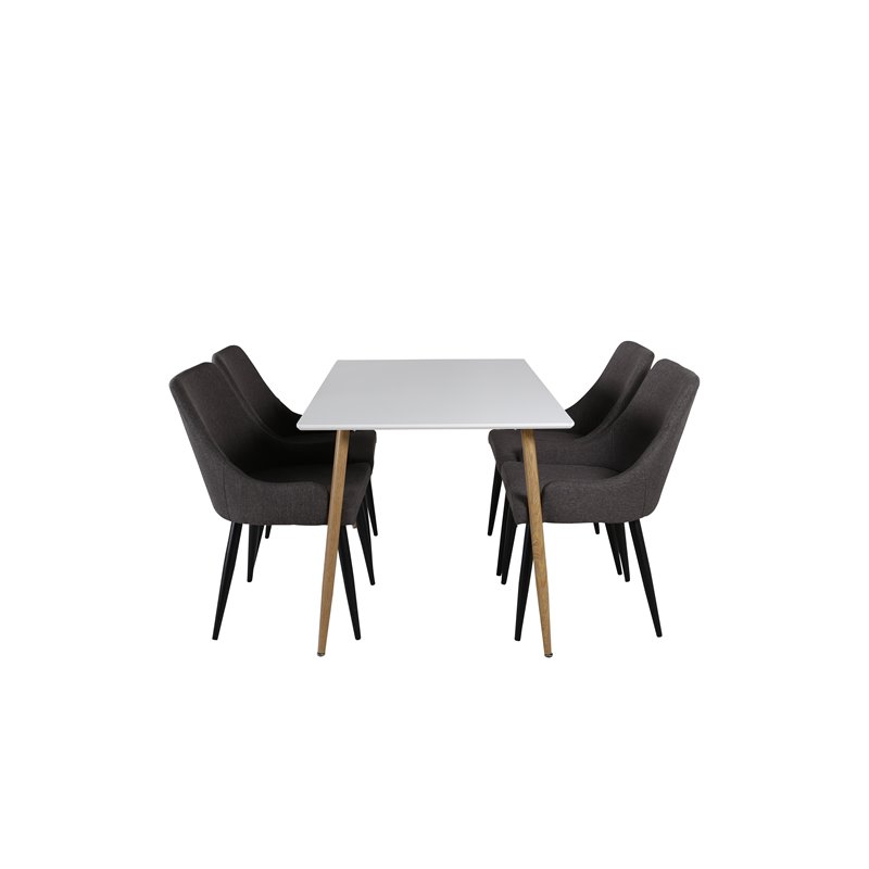 Polar Dining Table - 120*75*H75 - White / Oak, Plaza Dining Chair - Dark Grey / Black_4