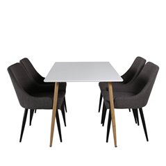 Polar Dining Table - 120*75*H75 - White / Oak, Plaza Dining Chair - Dark Grey / Black_4