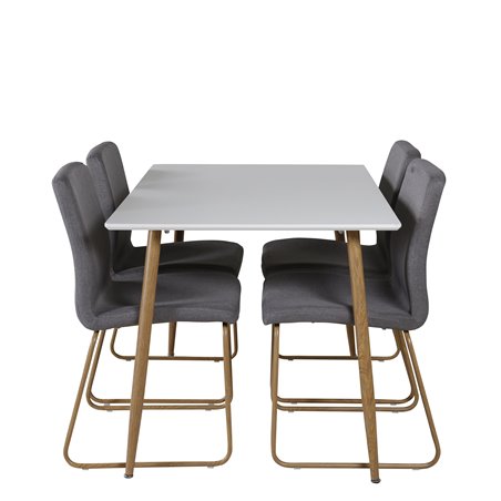 Polar Dining Table - 120*75*H75 - White / Oak, Mace Dining Chair - Grey / Oak_4