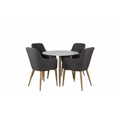 Polar Dining Table ø 90cm - White / Oak, Comfort Dining Chair - Dark Grey / Oak_4