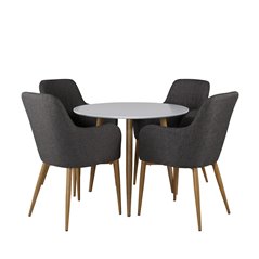 Polar Dining Table ø 90cm - White / Oak, Comfort Dining Chair - Dark Grey / Oak_4