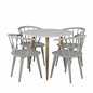 Polar Dining Table ø 90cm - White / Oak, Bullerbyn Windsor Dining Chair - Grey_4