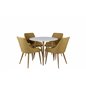 Polar Dining Table ø 90cm - White / Oak, Plaza Dining Chair - Yellow / Oak_4