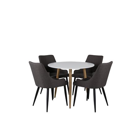 Polar Dining Table ø 90cm - White / Oak, Plaza Dining Chair - Dark Grey / Black_4