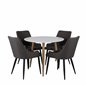 Polar Dining Table ø 90cm - White / Oak, Plaza Dining Chair - Dark Grey / Black_4