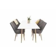 Polar Dining Table - 180*90*H75 - White / Oak, Leone Dining Chair - Dark Grey / Oak_6