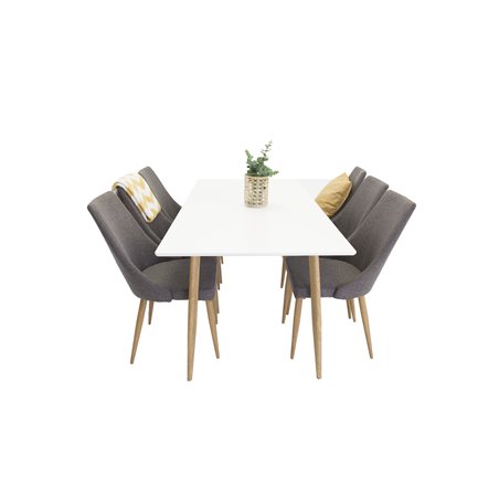 Polar Dining Table - 180*90*H75 - White / Oak, Leone Dining Chair - Dark Grey / Oak_6