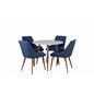 Polar Dining Table ø 90cm - White / Oak, Plaza Dining Chair - Blue / Oak_4