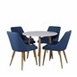 Polar Dining Table ø 90cm - White / Oak, Plaza Dining Chair - Blue / Oak_4