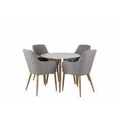 Polar Dining Table ø 90cm - White / Oak, Comfort Dining Chair - Light Grey / Oak_4