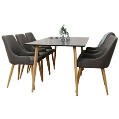 Polar Dining Table - 180*90*H75 - Black / Oak, Plaza Dining Chair - Dark Grey / Oak_6