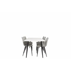 Polar Dining Table - 180*90*H75 - White / Black, Polar Dining Chair - Black legs / Light Grey Velvet (ersätter 19902-885)_6