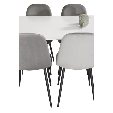 Polar Dining Table - 180*90*H75 - White / Black, Polar Dining Chair - Black legs / Light Grey Velvet (ersätter 19902-885)_6