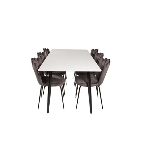 Polar Dining Table - 180*90*H75 - White / Black, Limhamn Light - Chair - Grey Velvet_6