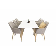 Polar Dining Table - 180*90*H75 - White / Oak, Comfort Dining Chair - Light Grey / Oak_6