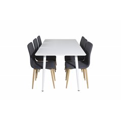 Polar Dining table 180 cm - White top / White Legs, Windu Dining Chair - Grey / Oak_6