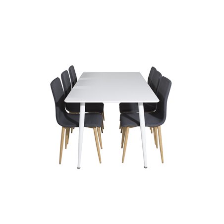 Polar Dining table 180 cm - White top / White Legs, Windu Dining Chair - Grey / Oak_6