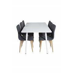 Polar Dining table 180 cm - White top / White Legs, Windu Dining Chair - Grey / Oak_6