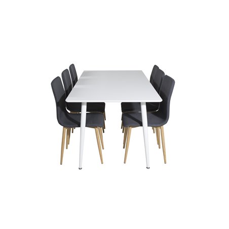 Polar Dining table 180 cm - White top / White Legs, Windu Dining Chair - Grey / Oak_6