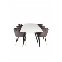 Polar Ellipse Dining Table - 240*100*H75 - White / Black, Limhamn - Chair - Grey Velvet_6