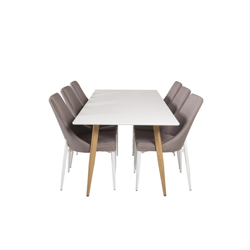 Polar Dining Table - 180*90*H75 - White / Oak, Leone 2 Dining Chair - Grey / White_6