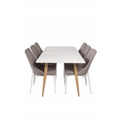 Polar Dining Table - 180*90*H75 - White / Oak, Leone 2 Dining Chair - Grey / White_6